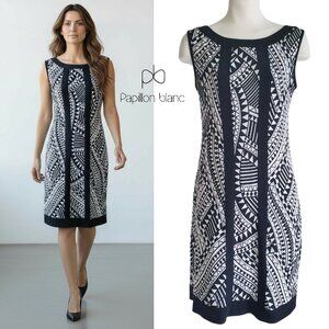 60s Mod Print Retro Nina Ricci Style Sleeveless Dress Black & White Shift Dress